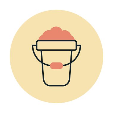 Köpük simgesi olan kova, vektör illüstrasyonu  