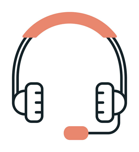 иконка с плоскими наушниками, векторная иллюстрация