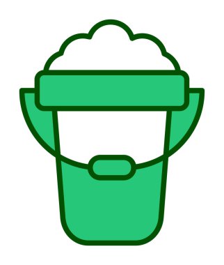 Köpük simgesi olan kova, vektör illüstrasyonu  