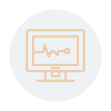 Basit kardiyogram simgesi, vektör illüstrasyonu 