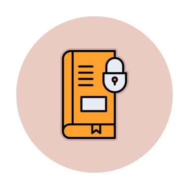 Asma kilit simgesine sahip kitap, vektör illüstrasyon tasarımı, Güvenli Kitap sembolü 