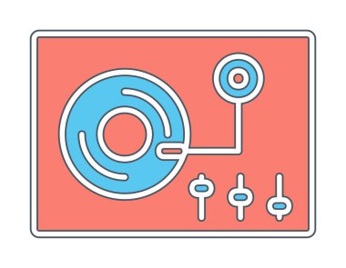 Basit vinil oynatıcı Turntable simgesi, vektör illüstrasyonu