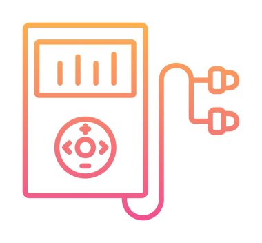 Kulaklık simgesi, vektör illüstrasyonlu Mp3 oynatıcı