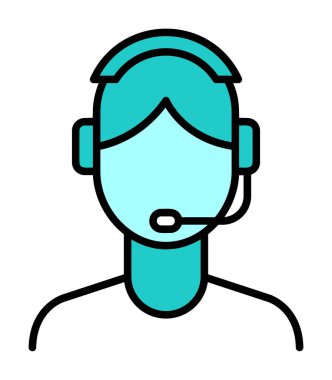 Kulaklık takan kişinin vektör çizimi, Müşteri Hizmetleri Ajansı kavramı