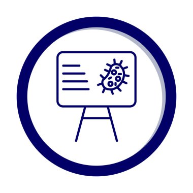 Bakteri simgesi ve vektör illüstrasyonlu sunum tahtası