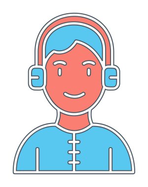 DJ avatar web simgesi, vektör illüstrasyonu 