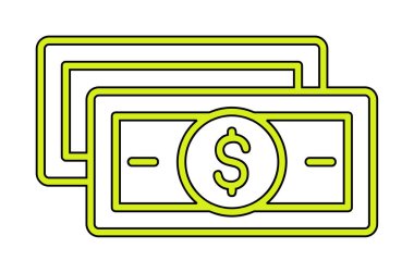 Dolar para çizgisi simgesi, vektör illüstrasyonu