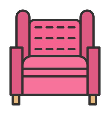 Koltuk yassı simgesi, vektör illüstrasyonu