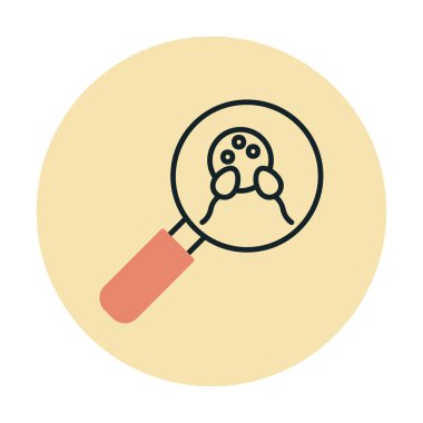 Büyüteç cam simgesi, vektör illüstrasyonlu bakteri denetimi  