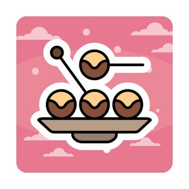 Basit Takoyaki Japon yemek ikonu, vektör illüstrasyonu