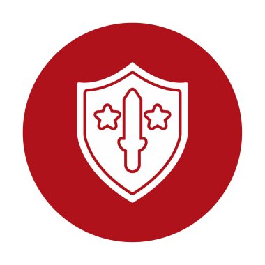 Kılıç vektör ağ simgesine sahip Askeri Kalkan, vektör illüstrasyonu 