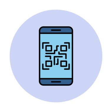 Akıllı Telefon Ekran Web simgesi Qr Kodu, vektör illüstrasyonu 