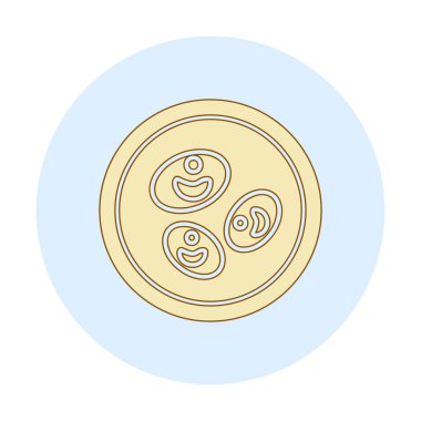 Bakteri petri kabı ve bakteri vektör simgesi 