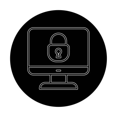 Basit Bilgisayar monitörü Ekran simgesi, vektör illüstrasyonunu kilitle