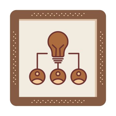 Takım Fikri, ampul ve iş dünyası ikonu, vektör illüstrasyonu
