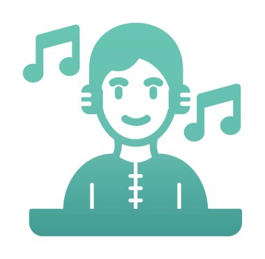 DJ avatar web simgesi, vektör illüstrasyonu 