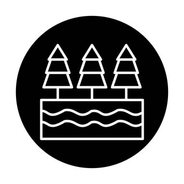 Nehir ve ağaçlar düz ikon vektör çizimi 