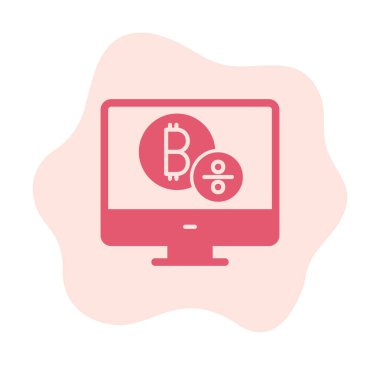 Bitcoin işaret vektör simgesi olan bilgisayar monitörü. Sembol, logo çizimi. Vektör grafikleri