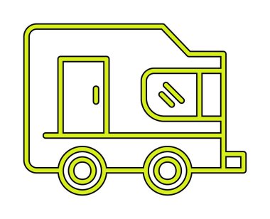 Karavan ikonu. İnce çizgi tasarımı çizimi. vektör illüstrasyonu.