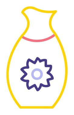 Vektör illüstrasyonu, sakeli kavanoz ikonu, Japon geleneksel alkol içeceği. 