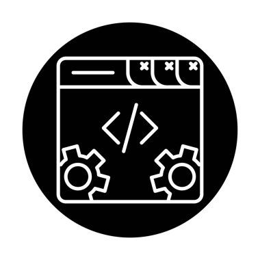 Basit programlama kodu optimizasyon simgesi, vektör illüstrasyonu