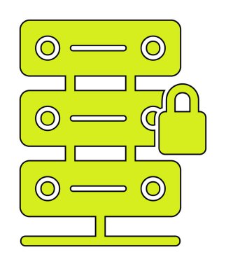 Sunucu vektör simgesini basit illüstrasyonla kilitle