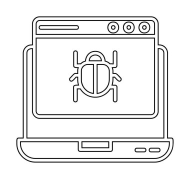 Kötü amaçlı yazılım ikonu tarafından enfekte edilen basit düz dizüstü bilgisayar 