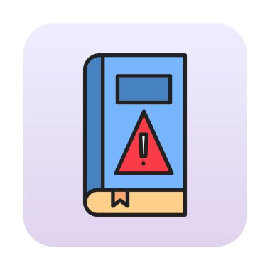 kitap uyarısı ünlem işareti vektör düz renk simgesi ile