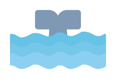 Moda tarzında izole edilmiş arka planda su ikonu olan balina kuyruğu