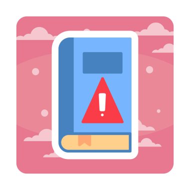 kitap uyarısı ünlem işareti vektör düz renk simgesi ile