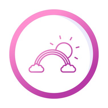 Bulutlu gökkuşağı ve güneş vektörü çizimi