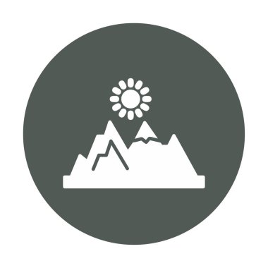 Dağların ve güneşin simgesi. vektör illüstrasyonu