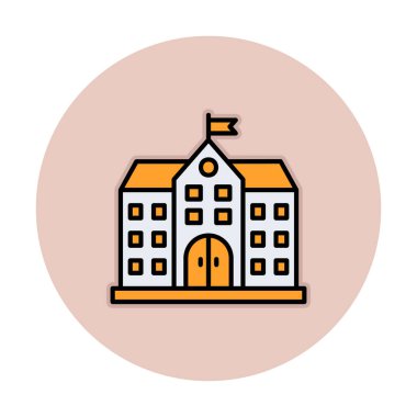 Üniversite binası ikonu. Düz renk tasarımı. vektör illüstrasyonu.                           