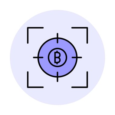 Bitcoin ve hedef. Web simgesi illüstrasyonu