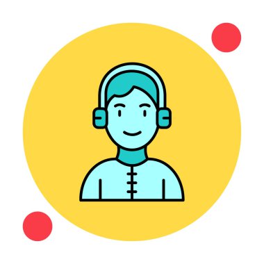 DJ avatar web simgesi, vektör illüstrasyonu 