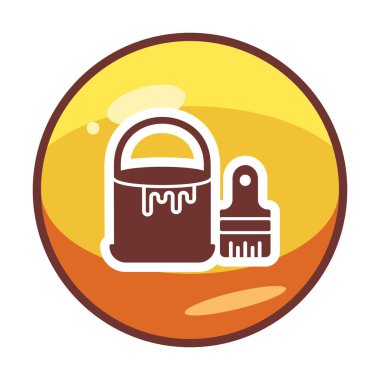 Boya fırçası ve kova vektör çizimi, simge ögesi arkaplanı                    