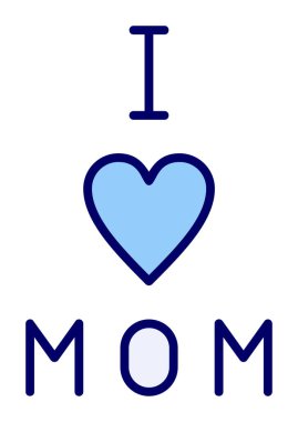 Annemi seviyorum. Düz ikon, vektör çizimi. 