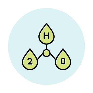 h 2 sembollü su damlaları vektör çizimi
