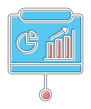 Sunum, iş istatistikleri ve pasta grafik ikonlu veri analizleri. iş analizleri, analizler, istatistikler, pasta grafiği