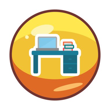 Ofis masa simgesinin vektör illüstrasyonu 