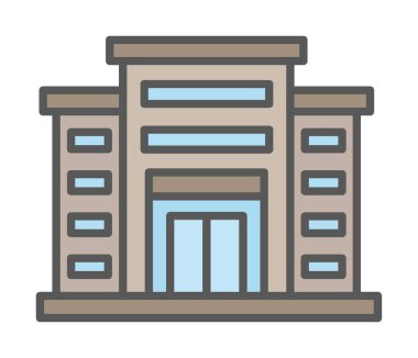 Alışveriş merkezi simgesi. Alışveriş merkezi oluşturma simgesi, vektör illüstrasyonu 