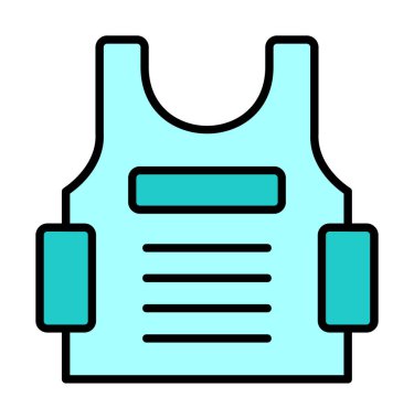 Kurşun geçirmez yelek ağ simgesi, vektör illüstrasyonu