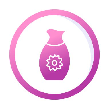 Vektör illüstrasyonu, sakeli kavanoz ikonu, Japon geleneksel alkol içeceği. 