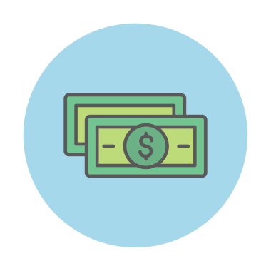 Dolar para çizgisi simgesi, vektör illüstrasyonu