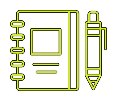 Çizim defteri ve kalem simgesi, vektör illüstrasyonu  