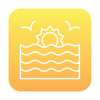 Basit düz gün batımı ve deniz vektör çizimi tasarımı