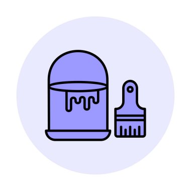 Boya fırçası ve kova vektör çizimi, simge ögesi arkaplanı                    