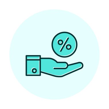 Basit el tutma oranı simgesi, indirim konsepti, vektör illüstrasyonu