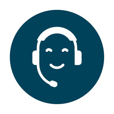 Kulaklık ve gülücükle yüzün vektör çizimi, Çağrı Merkezi kavramı