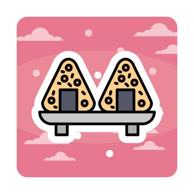 Onigiri sushi simgesi, vektör illüstrasyonu 